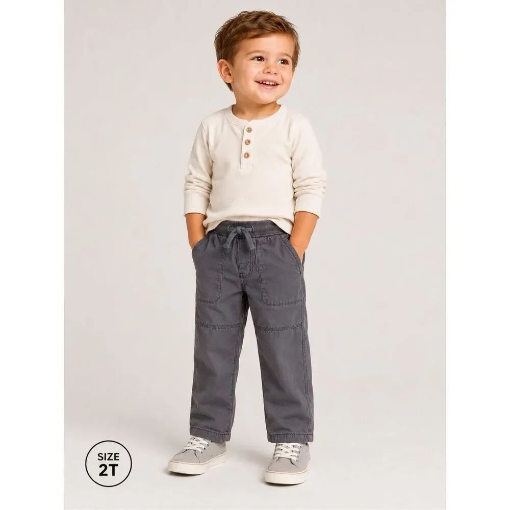 Carter’s Toddler Boys Gray Utility Jogger Pants 2T Cotton Pull On Casual Pants